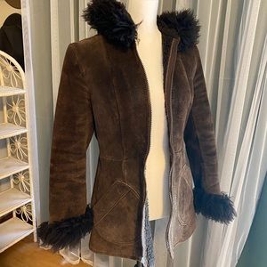 Vintage 70s Hide’s at Alexander’s penny lane leather lambs fur hooded coat
